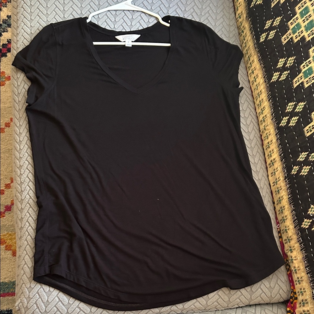 Black V-Neck Women's Top - XL